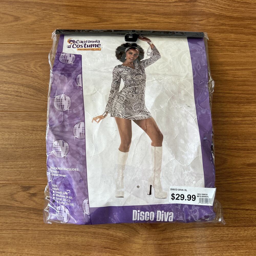 California Costumes Disco Diva Dress Size XL(Fits Large)Hippie Halloween Party